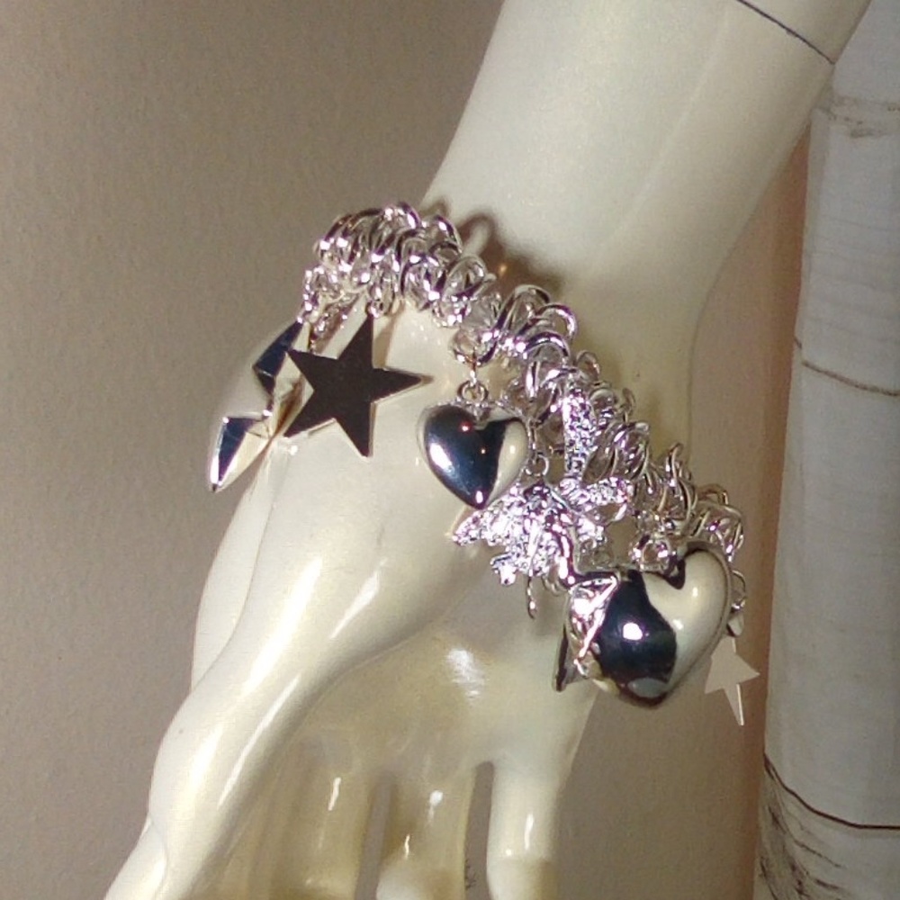 Silver Star/Heart Charm Bracelet